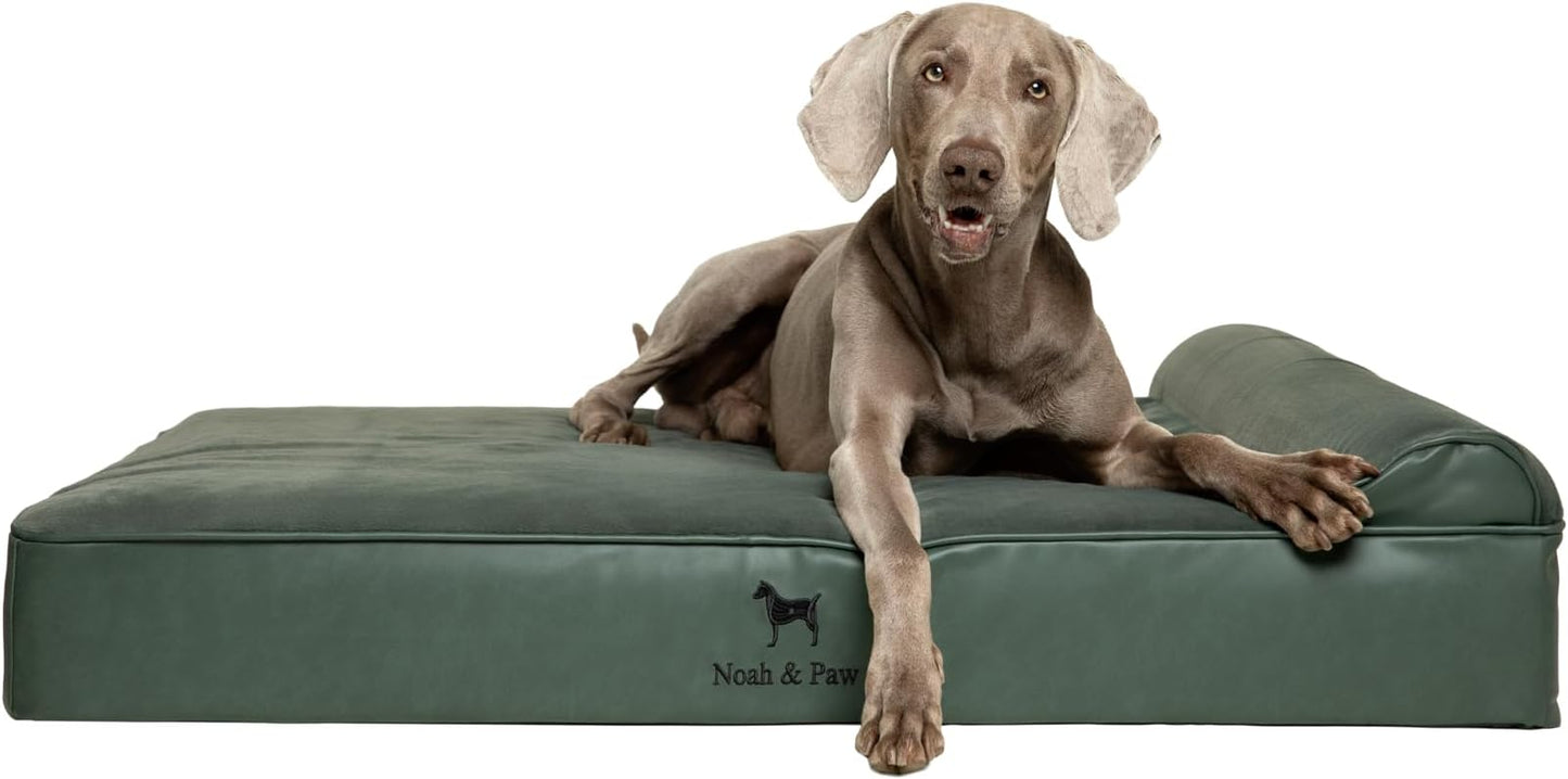 NOAH & PAW XL Dog Bed, 45x35x9.1 Inch, Orthopedic Large Dog Beds, Eggshell Memory Foam Infused with Cooling Gel, Waterproof, Machine Washable, Includes Inner Cover (Faux Leather)