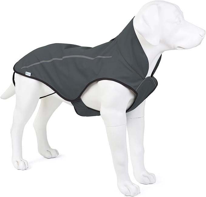Mile High Life Dog Raincoat, Adjustable Waterproof Reflective Rain Jacket for Small Medium Large Dogs, Lightweight Breathable Pet Rain Coat with Leash Hole(Dark Gray,M Chest 26-32")
