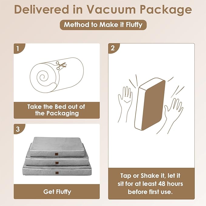 EHEYCIGA Waterproof Dog Bed Memory Foam 41x27, Orthopedic Dog Beds Mat for Extra Large Dogs with Removable Cover, Grey