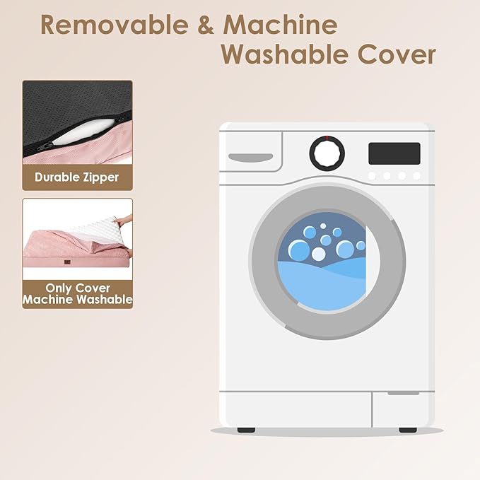 EHEYCIGA Orthopedic XXL Dog Beds for Jumbo Dogs with Removable Washable Cover, Pink, 50x36