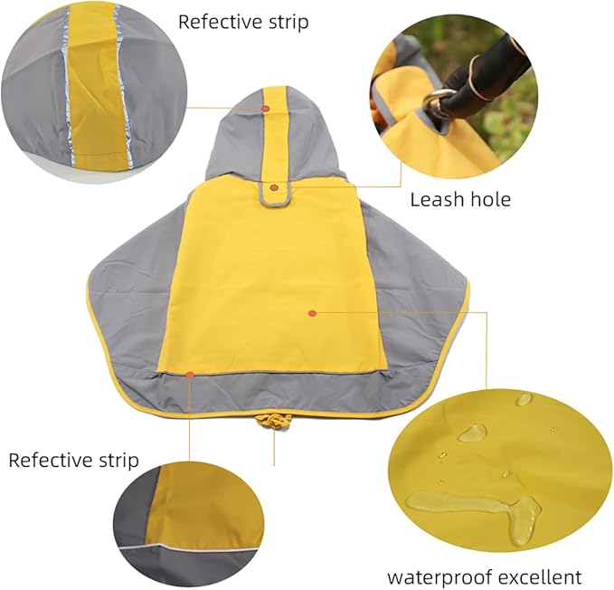 Dogs Packable Lightweight Raincoat: Pet Dog Hood Waterproof Coats Blue Size 10