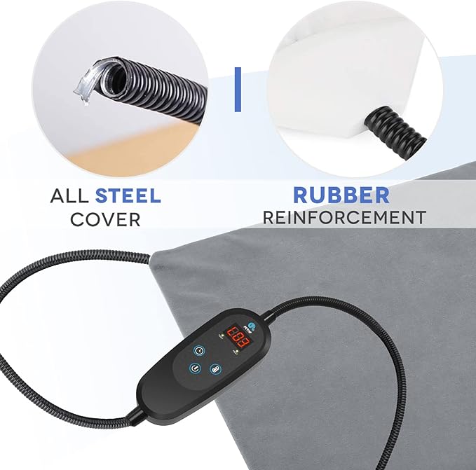 Pet Heating Pad Temperature Adjustment Anti-bite Puppy with Timer Cat Dog Heating Pad Indoor Waterproof Pet Warming Electric Heated Bed Mat Dog