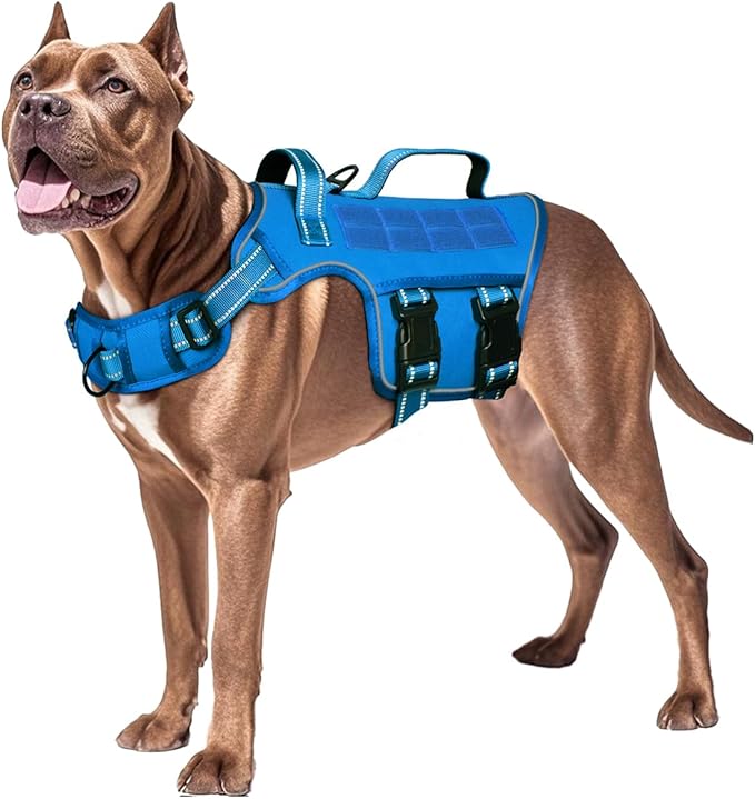 Dog Harness for Large Dogs Heavy Duty, No Pull Tactical Dog Harness with Molle System, Easy On and Off Service Dog Vest, Breathable Padded, Adjustable Reflective Pet Vest for Walking Hiking Training