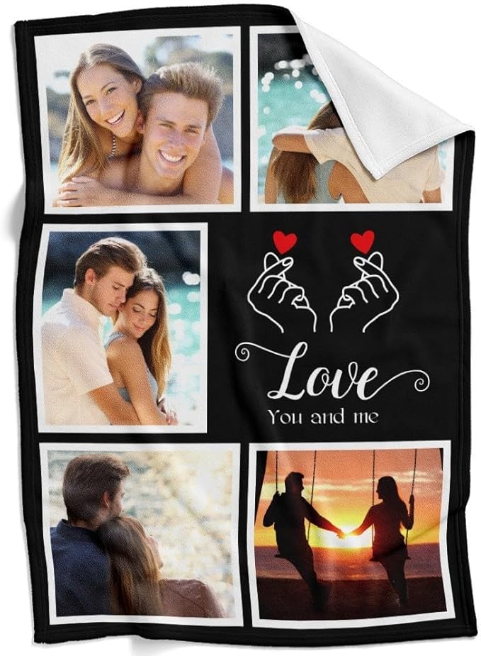 Personalized Blanket, Custom Blanket with Photo, Customized Photo Blankets, Customizable Picture Blankets, Personalized Anniversary Couple Gifts for Women & Men