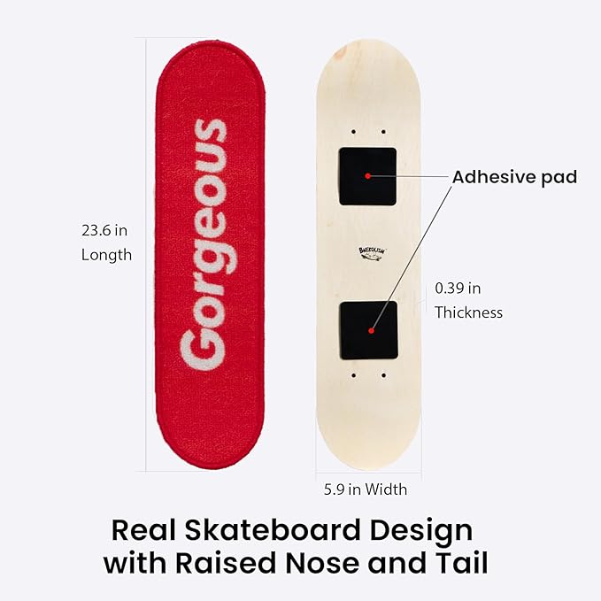 Wall Mounted Cat Scratching Board Skateboard Style (24"x6") - Reusable Wooden Board + Replaceable Cat Scratcher Map with Mounted Setup