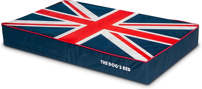 The Dog’s Bed Orthopedic Memory Foam Dog Bed, XL Blue & Red Trim UK Center Flag, Pain Relief for Arthritis, Hip & Elbow Dysplasia, Post Surgery, Supportive, Calming
