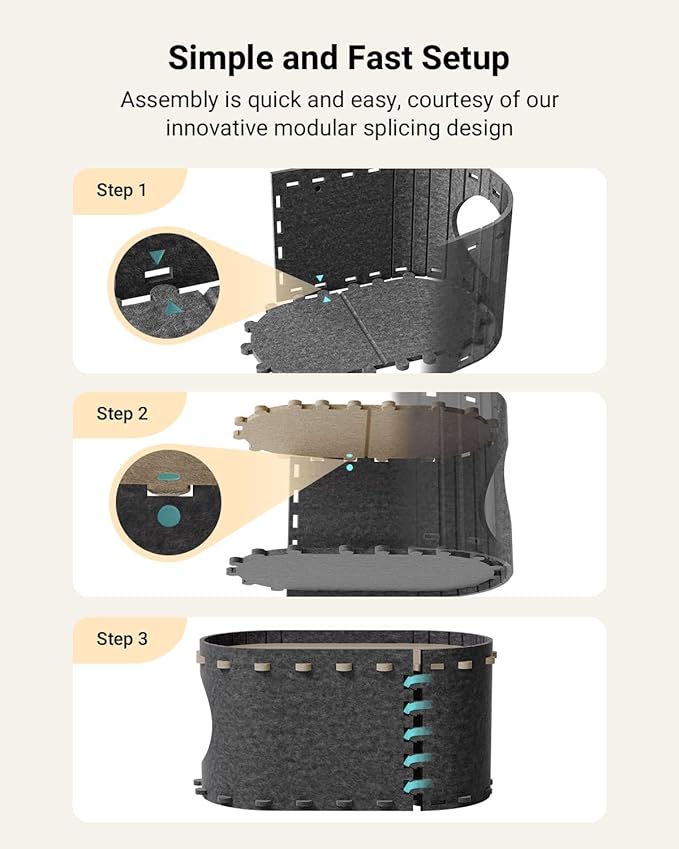 DownyPaws Cat House for Indoor Cats, Cat Bed Cave for Multiple & Large Cats Up to 22 Lbs, Scratch Resistant Peekaboo Cat Caves, Foldable Tunnel Enclosed Bed, PeekaPurr, Sesame Gray