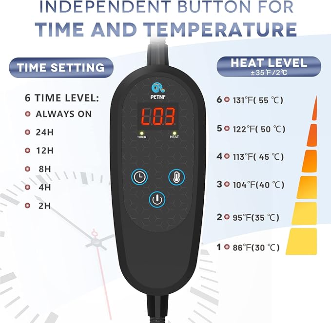 Pet Heating Pad Temperature Adjustment Dog Anti-bite Puppy with Timer Indoor Waterproof Pet Warming Electric Heated Bed Mat Dog