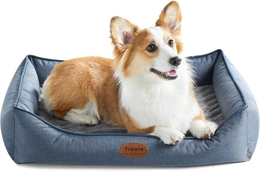 Orthopedic Dog Beds for Medium Dogs, Durable Egg Crate Foam Sofa Dog Bed wit Washable Removable Cover,Waterproof Lining,Pet Bed for Large Dogs (Denim Blue, 31.5" L x 25.2" W x 7" Th)