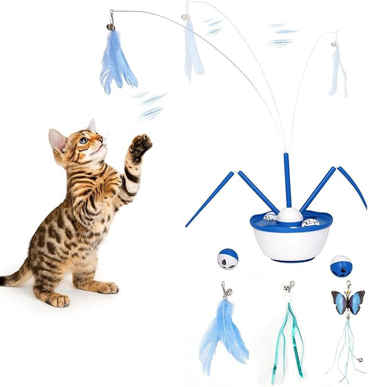 Automatic Cat Wand Toy Interactive Cat Toy Catnip Balls 7in1 Detachable Cat Toys for Bored Indoor Adult Cats Rechargeable Cat Interactive Toys