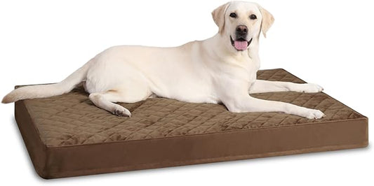 Orthopedic Dog Beds Large Sized Dog Waterproof Pet Bed for Crate,with Removable Washable Cover and Non-Slip Bottom, 35x23 Inch, Brown