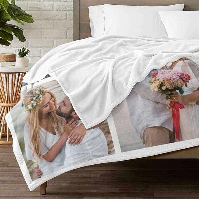 Custom Blanket with Photo, Personalized Blanket with Picture, Customized Photo Blankets, Customizable Picture Blankets, Personalized Anniversary Couple Gifts for Women Men Boyfriend Girlfriend