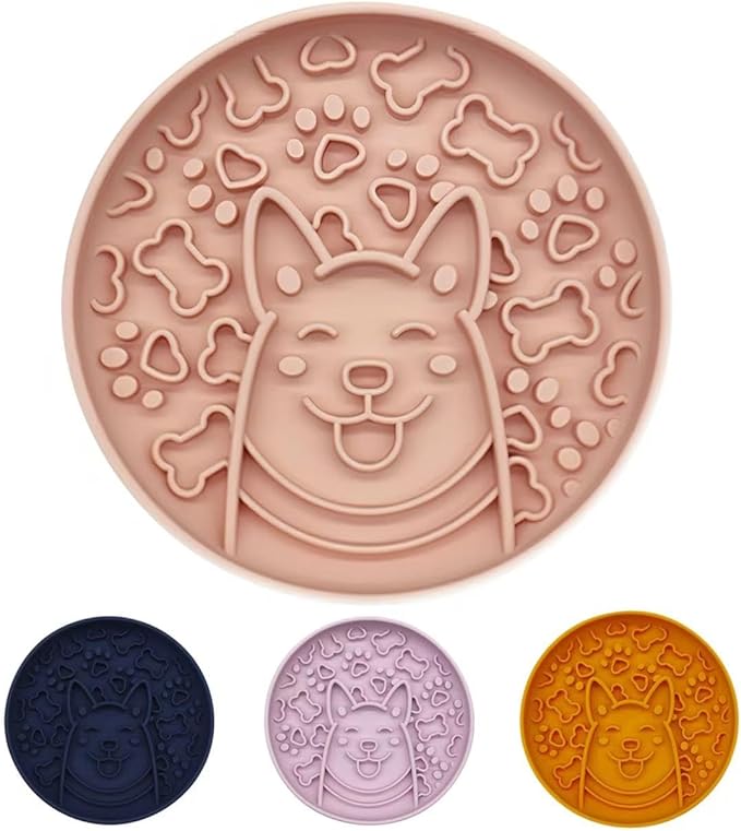 Dog Slow Feeder Bowl,Non-Slip Silicone Base Pet Food Mat, Healty Eating for Fast Eaters,Easy Clean Dishwasher Safe,for Small Medium Dogs Cats (Peach Pink)