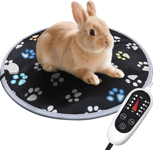 furrybaby Pet Heating Pad, Waterproof Dog Heating Pad Mat for Cat with Durable Anti-Bite Tube Indoor for Puppies Dogs Cats (1 Pack Black, Round 12in, Temp Adjustable)