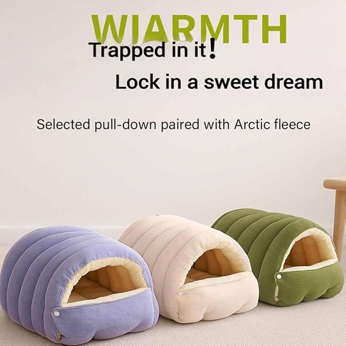 Cutypet Winter Cave, Cozy Monster Cat Bed, Warmth Cozy Comfort Plush Pet Cave with Removable Washable Cushion & Non-Slip Bottom - for Indoor Sleep (Green, M(13.8 * 11.8 * 19.3in))