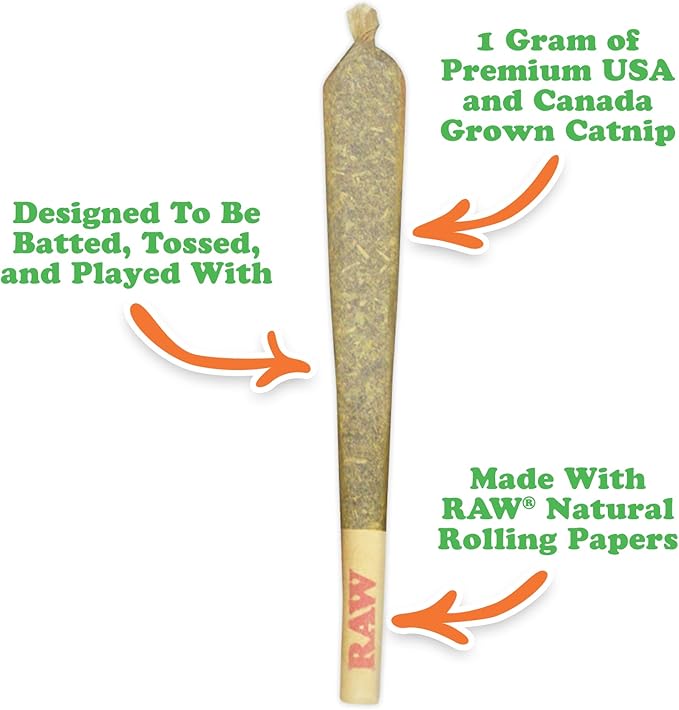 Meowijuana Catnip Rollies King Size | Hand Harvested and Rolled Dried Premium Ground Catnip | High Potency | Grown in North America | Feline and Cat Lover Approved