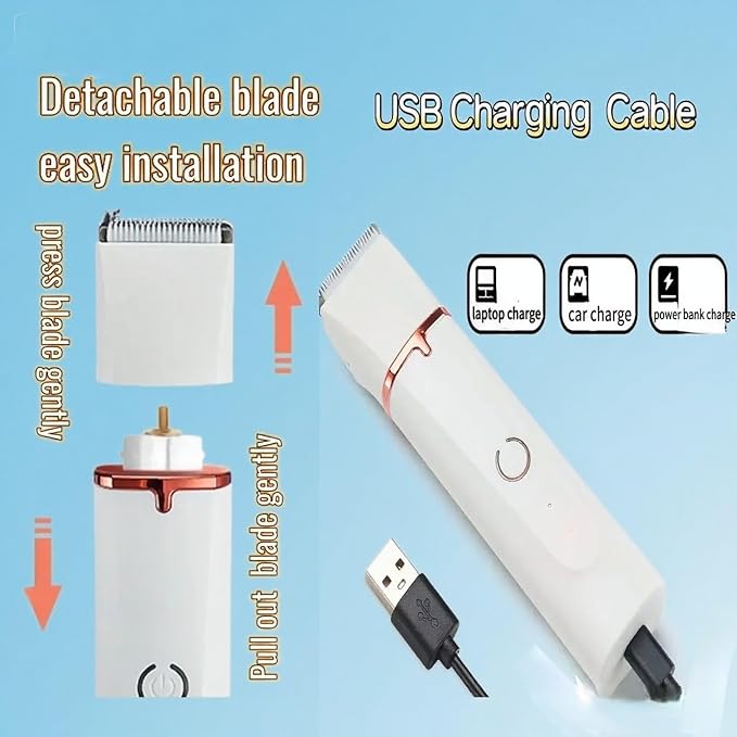 4 in 1 Pet Dog Cat Grooming Kit Dog Cat Nail Ear Paw Clipper Trimmer Pet Hair Grooming Clipper-Low Noise Rechargeable - Cordless Quiet Nail Grinder Trimming Hair Around Eyes and Ears (White)