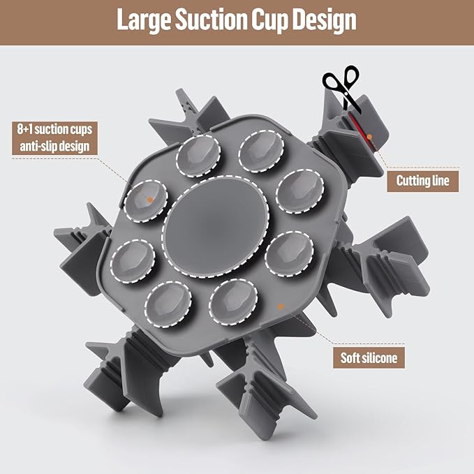 Dog Slow Feeder Insert, Adjustable Silicone Slow Feeding Dog Bowls Insert with 9 Suction Cups, Anti-Choking, Adjustable Length 4.7-7 Fits Ceramic/Stainless Steel Bowl for Different Dogs (Grey)