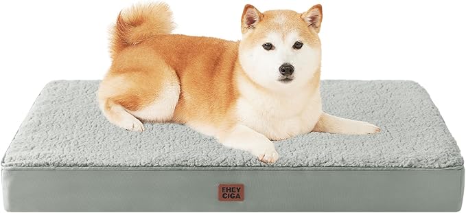 EHEYCIGA Orthopedic Dog Beds for Large Dogs with Removable Washable Cover, Greyish Green, 36x27
