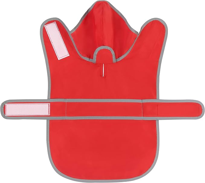 Dog Rain Coat for Large Dogs Waterproof Hooded Rain Jacket with Reflective Strips Leash Hole & Poncho Adjustable Fit (Red,XL)