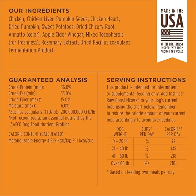 Instinct Raw Boost Mixers Freeze Dried Dog Food Toppers For Dry Food, Grain Free with Chicken For Dogs - Gut Health, 23 Ounce