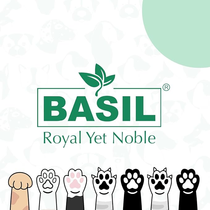 BASIL Pet Grooming Wipes – Lemon-Scented - Paraben-Free with Aloe Vera, Vitamin E & Castor Oil, Gentle Cleaning Wipes for Dogs, Cats & Puppies – Paws, Ears, Mouth & Butt – 80 Count, 7” x 7.87”