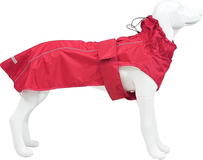 Adjustable Waterproof Dog Raincoat for Dogs,Lightweight Pet Rain Jacket Puppy Clothes with Reflective Strip for Small Medium Large Dogs (Red, X-Small)