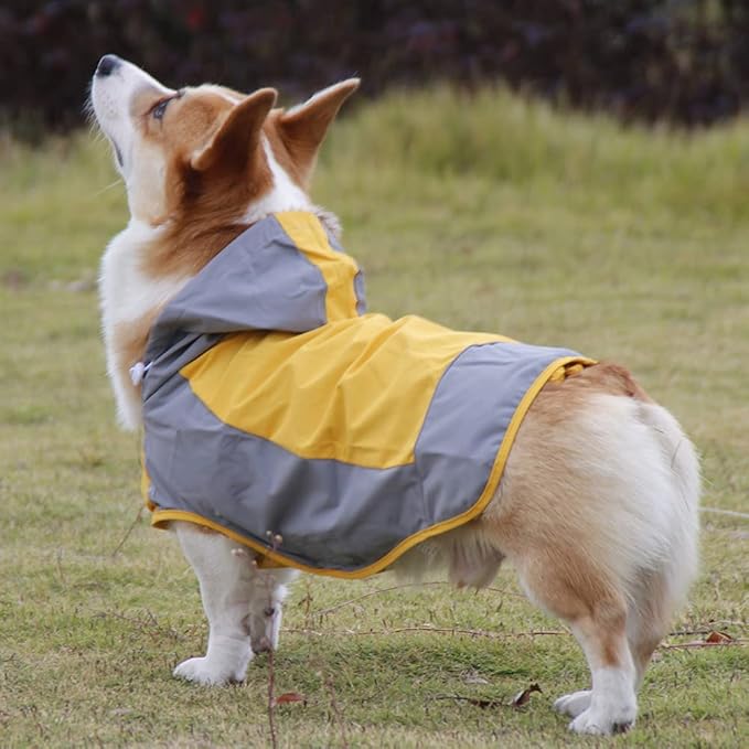 Dogs Packable Lightweight Raincoat: Pet Dog Hood Waterproof Coats Yellow Size 10