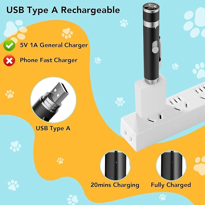 Cat Toy Pointer, USB Rechargeable with 7 Adjustable Patterns, Interactive Chase Toys for Indoor Cats & Dogs, Training & Exercise Fun (Black)