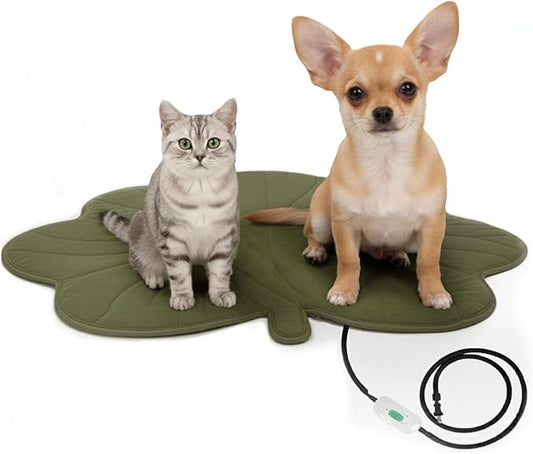 Green Clover Dog Heating pad (36"x26"), Pet Heating Pad for Dogs and Cats, Waterproof, Chew Resistant Cord, Adjustable Temperature, Machine Washable Cover,for Indoor/Outdoor Use，