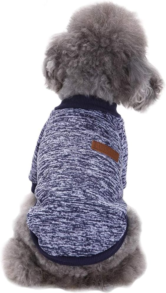 Jecikelon Dog Clothes Dogs Sweater Soft Puppies Clothing Winter Puppy Sweaters Warm Outfit for Dogs Small XXS XS Cat Apparel (Navy Blue, S)