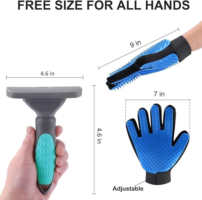 Dog Brush for Shedding Short Haired Dogs, Undercoat Deshedding Tool Set, Gently and Effectively Remove Loose Hair and Reduce Shedding, Includes a Brush and a Double-sided Silicone Glove