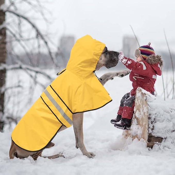 Raincoat Dogs - Waterproof Adjustable Pet Rain Coat Jacket, Lightweight Dog Hooded Rain Slicker Poncho with Reflective Strip for Small Puppies (Yellow, Small)
