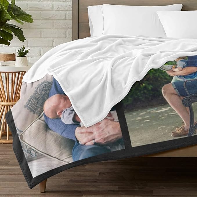 Personalized Dad Blanket, Custom Blanket with Photo, Customized Photo Blankets, Customizable Blankets, Personalized Birthday Gifts for Dad, Baby, Kid, Family