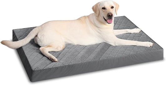 Orthopedic Dog Beds for Extra Large Dogs Waterproof Pet Mattress with Removable Washable Cover and Non-Slip Bottom, Quilting Bed for Crate, 47x29 Inch, Dark Gray