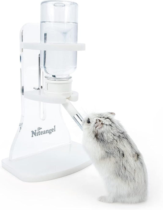 Niteangel Water Bottle with Stand for Syrian Dwarf Hamsters Gerbils Mice Rats Degus Small pet (Transparent)