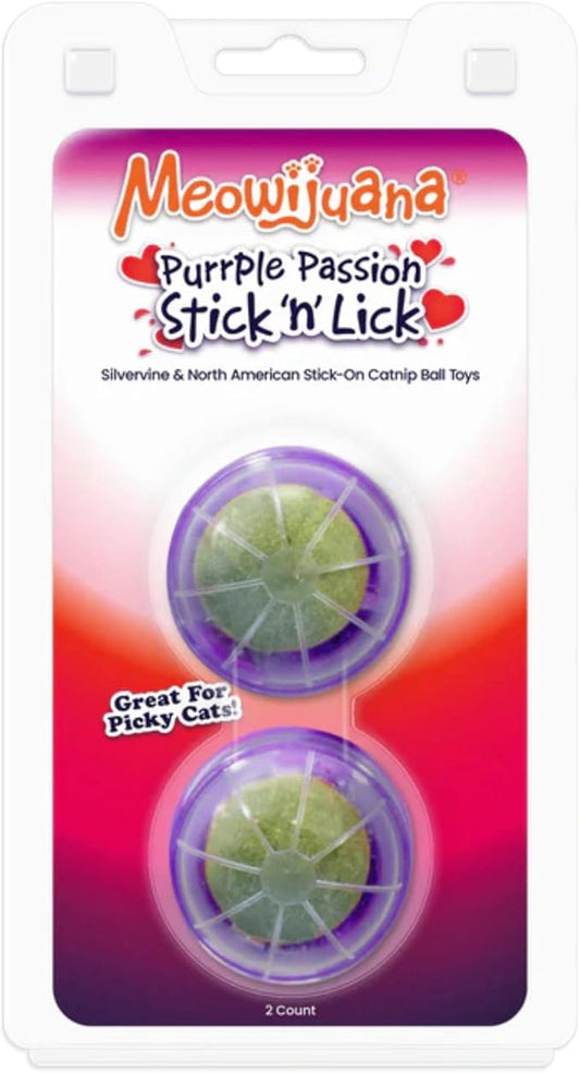 Meowijuana Stick 'n' Lick Compressed Catnip - 2 Pack | Purrple Passion | Interactive Cat Toy | Potent Hand Harvested Catnip Grown in North America