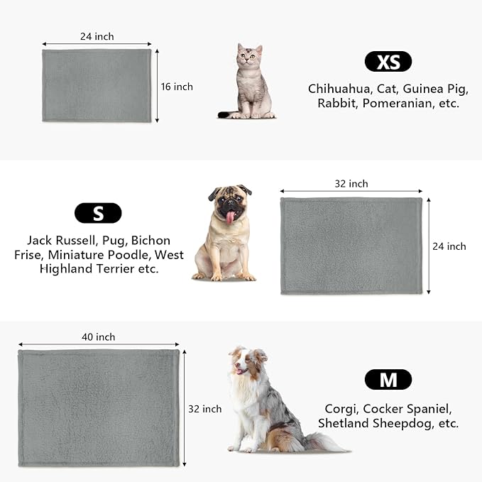 FurryBaby 1 Pack 2 Pet Blankets for Small Dogs and Cats - Super Soft Premium Sherpa, Washable Fleece Dog and Cat Blankets (24"x32", Grey)
