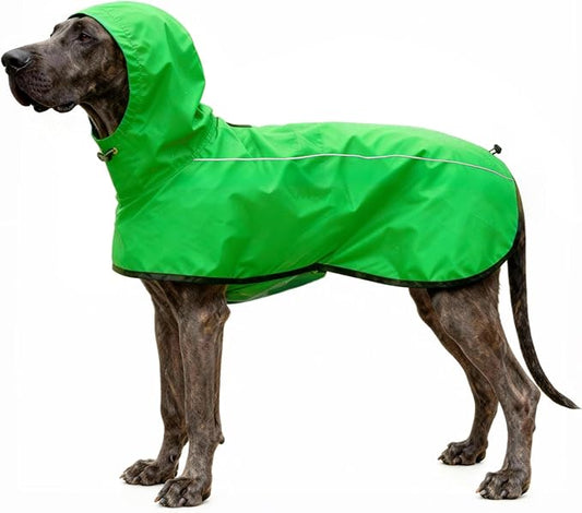 Mosucoirl Dog Raincoat Jacket Reflective Adjustable Hooded Pet Poncho Rain Coats with Leash Hole Waterproof Clothes for Small Medium Large Dogs (Green, M)