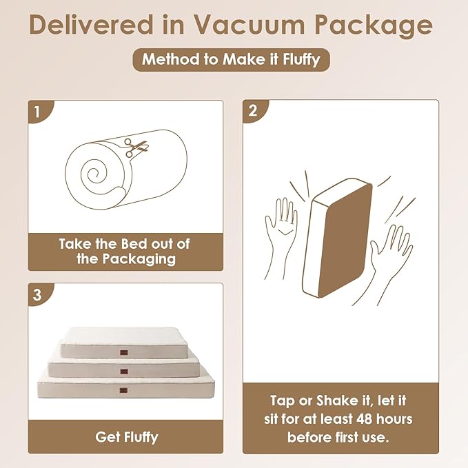 EHEYCIGA Orthopedic Dog Beds for Large Dogs with Removable Washable Cover, Camel, 36x27