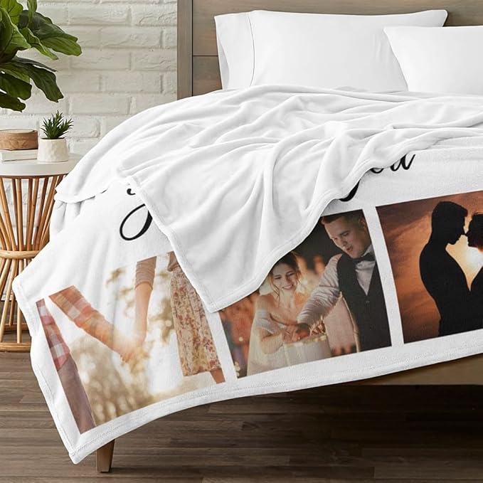Personalized Anniversary Couple Gifts for Women & Men, Custom Blanket with Photo, Personalized Photo Blanket, Customized Picture Blankets, Custom Birthday Gifts for Him & Her