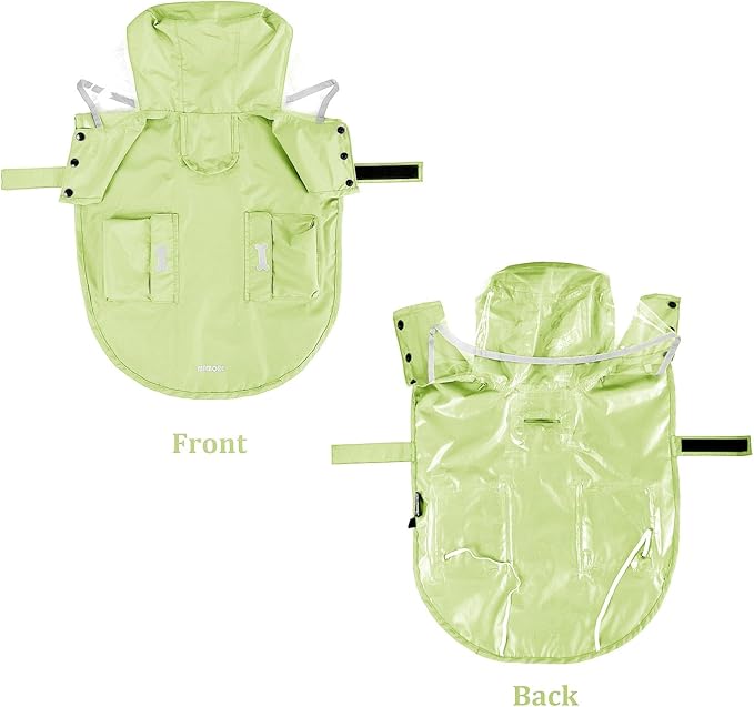 Waterproof Dog Raincoat, Adjustable Reflective Lightweight Pet Rain Clothes with Poncho Hood(XX-Large,Light Green)