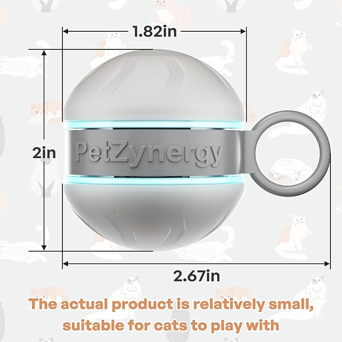 Speedy 2.0 Tail Interactive Cat Toys for Bored Indoor Adult Cats with 3 Tails,Automatic Cat Toy Ball Self Moving Chirping,Smart Kitten Rechargeable Cat Balls for Enrichment Exercise Essentials (Grey)