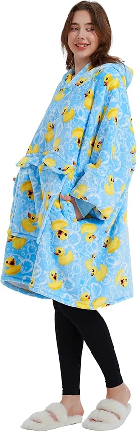 KFUBUO Wearable Blanket Hoodie for Adults Sherpa All Patterns Oversized Sweatshirt Blanket with Pocket