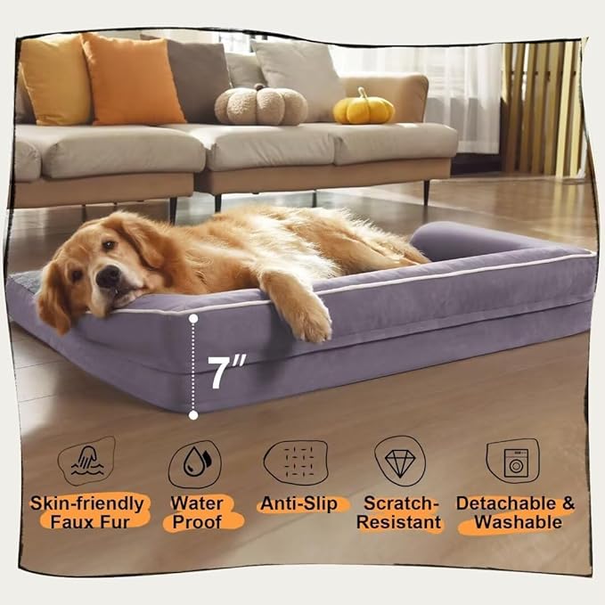 Small Dog Bed Orthopedic Washable Cat Bed Memory Foam Small Couch Sofa Indoor Comfy Pet Beds with Waterproof Removable Cover & Non-Slip Bottom
