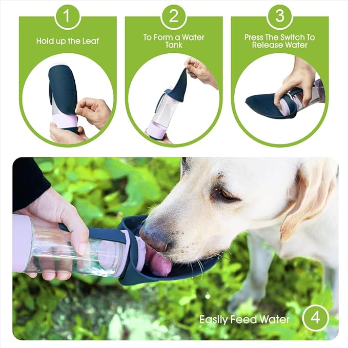 SUPERDESIGN Blue Dog Water Bottle Portable with Food Container, Dog Travel Water Bottle Easy-to-Use, Leak-Proof Design Pet Water Bottle Ideal for Travel,Hiking and Dog Walking Accessories