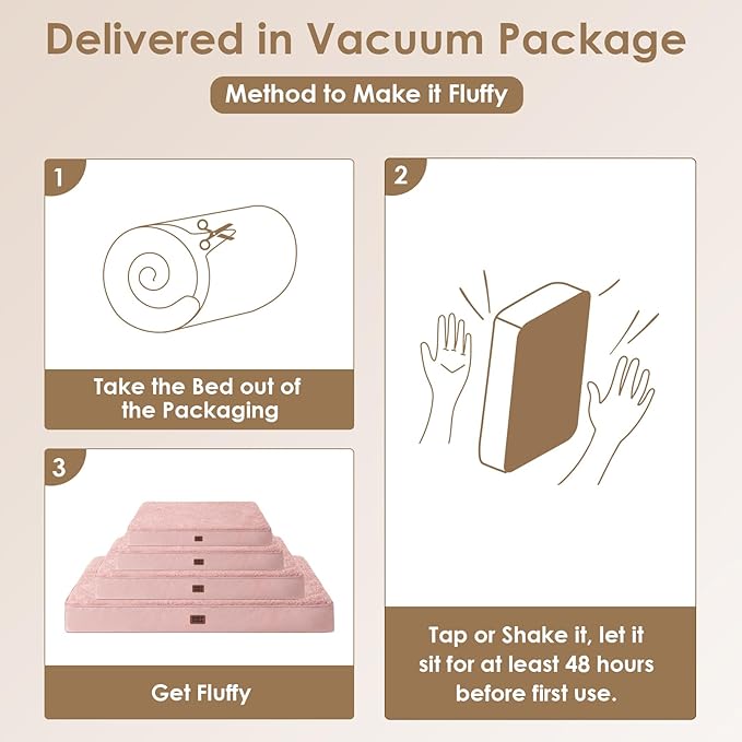 EHEYCIGA Orthopedic XXL Dog Beds for Jumbo Dogs with Removable Washable Cover for Crate, Pink, 47x29