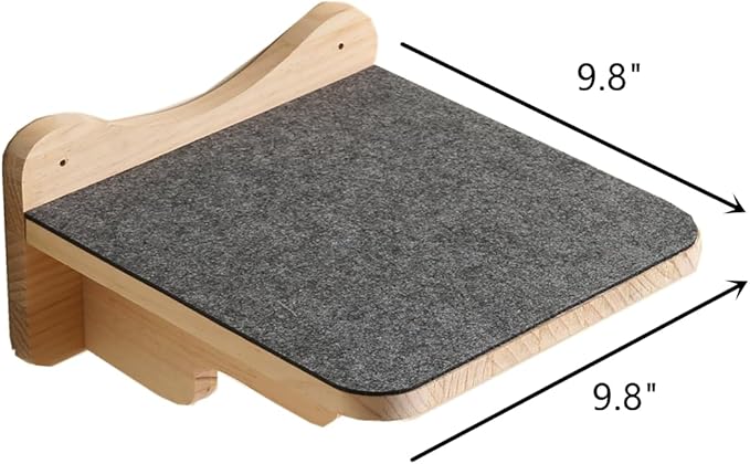 SHENGOCASE 9.8" x 9.8" Solid Wood Wall Mounted Large Cat Steps, Furniture, Shelves, Stairs, Perch