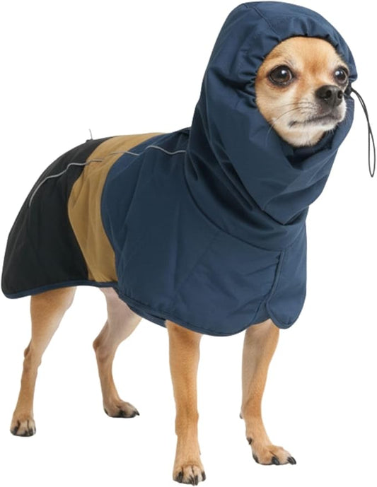 Spark Paws Dog Raincoat, Waterproof Windproof Rain Jacket, for Small Medium Large Extra Large Dogs, Reflective Breathable Full-Body Coverage Dry Suit - Blue Gold Black - M