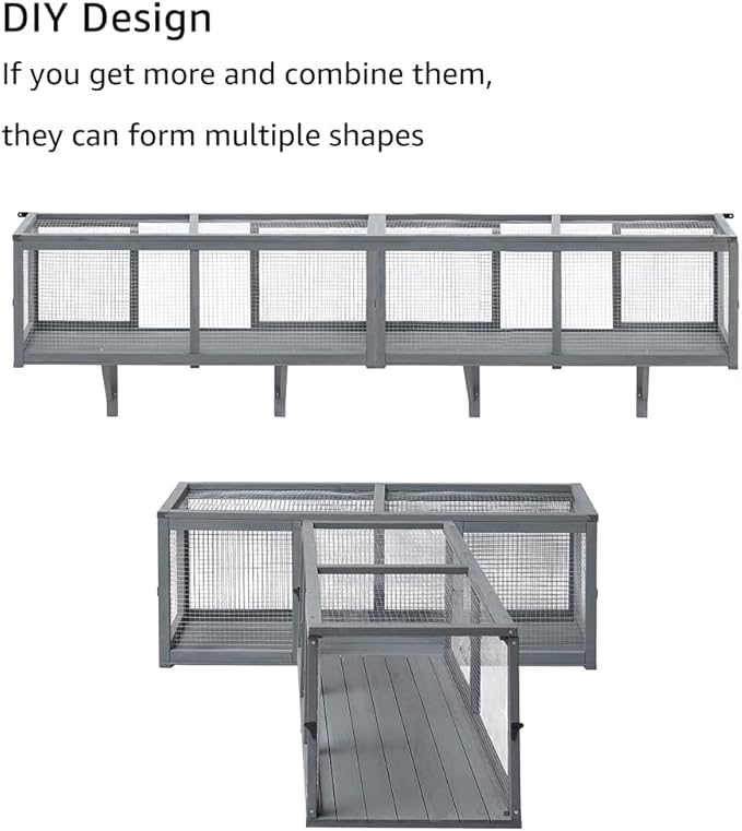 beeNbkks Outdoor Cat Tunnel, Extendable Passage Connect Home to Outdoor Cat Catio Enclosure House, 45’’ Safe Tunnel Walkway for Indoor Kittens, Wooden Pet Tube for Window Deck Patio Balcony Garden